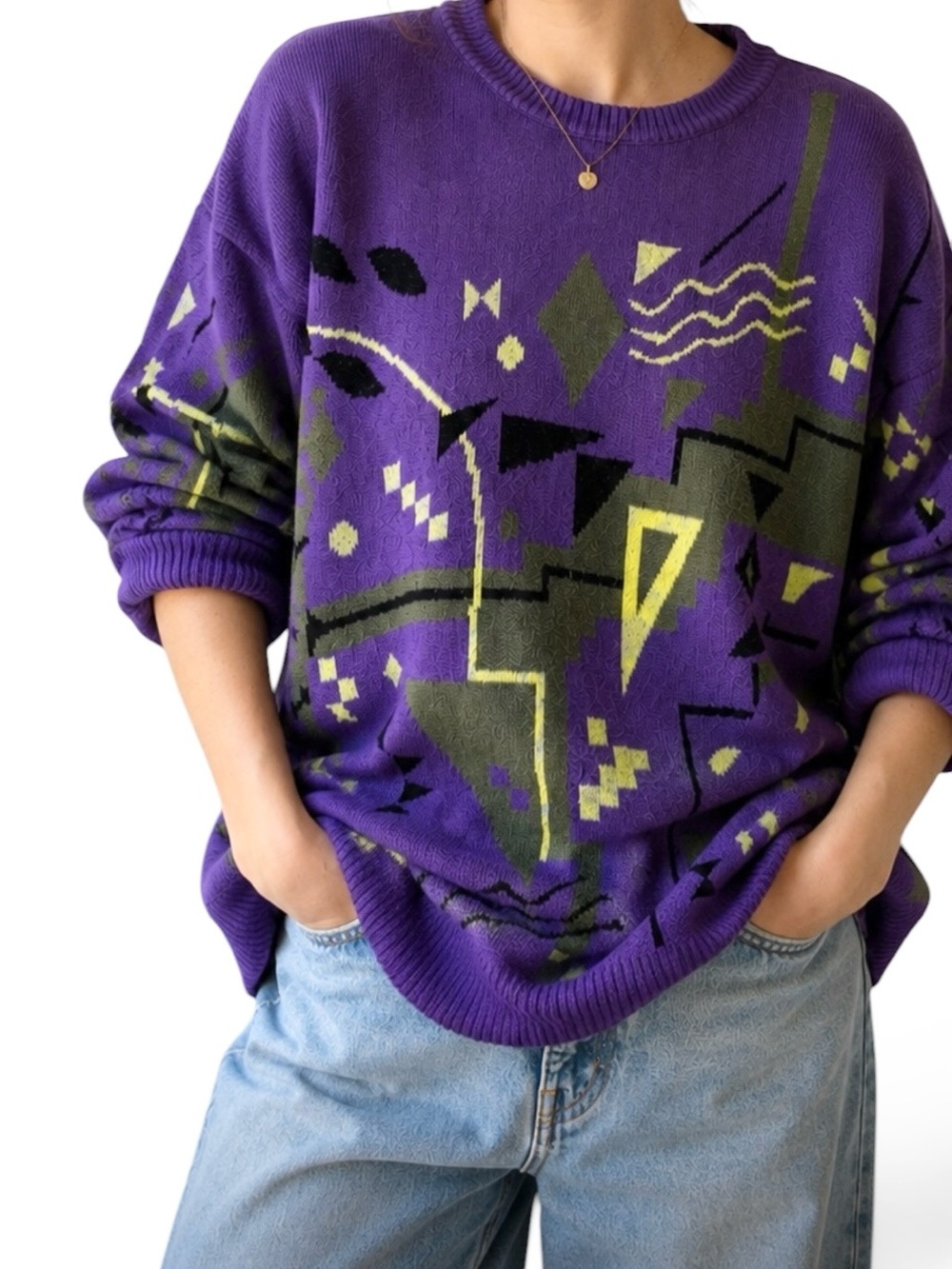Vintage 80s Early 90s (Hong Kong) JD Sun Valley Ski Sweater L Oversized